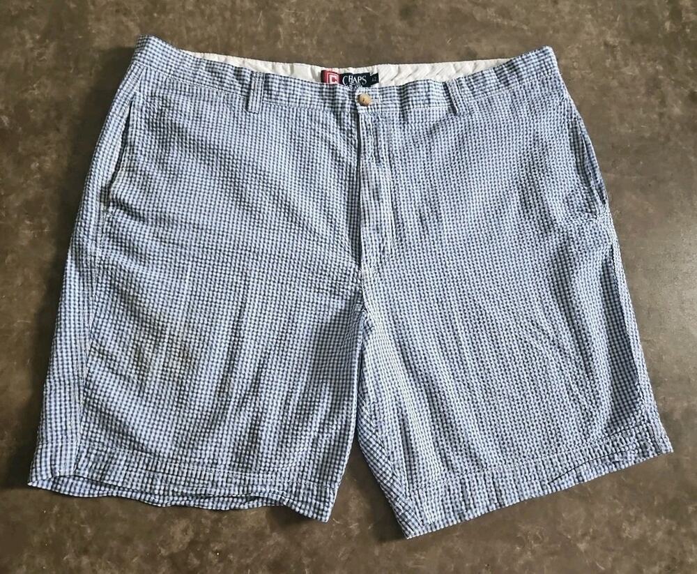 Chaps Ralph Lauren Shorts Mens Size 42 Blue Checkered Sheersucker